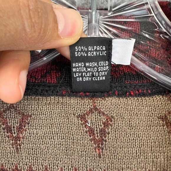 Tey-Art Peruvian Hand Made Alpaca Floral Intarsia Cardigan size M - Picture 8 of 9